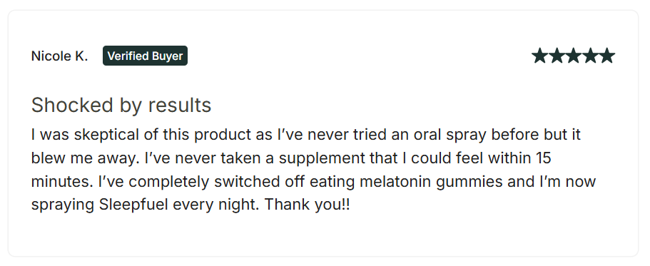 SleepFuel Spray cust reviews